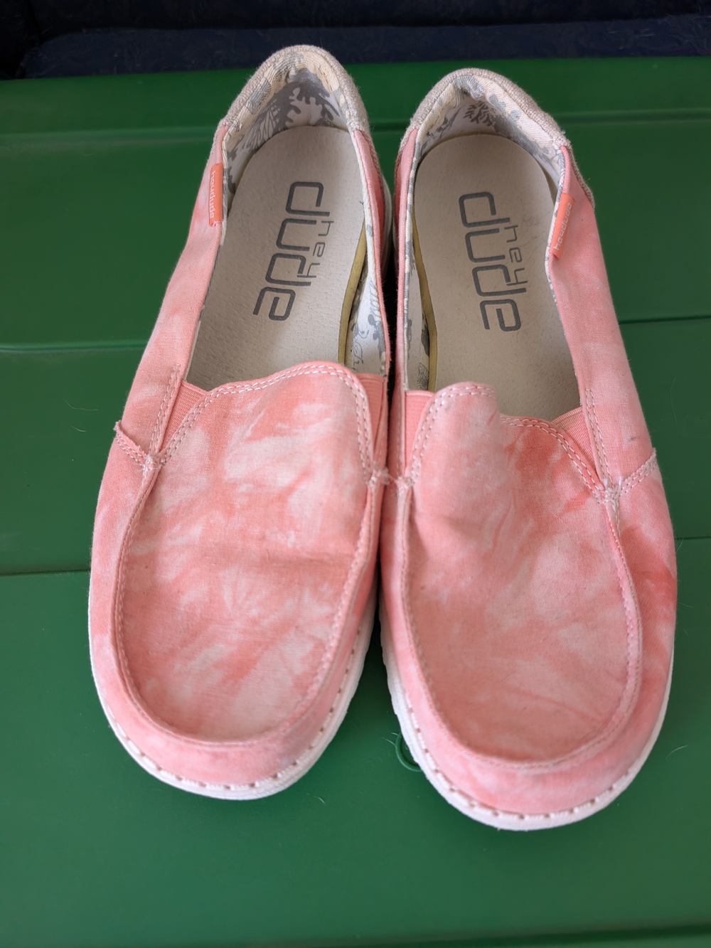 Hey Dude Women's Lena Tie Dye Peach Slip-Ons 10